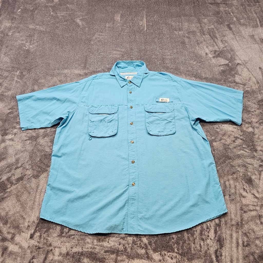 World Wide Sportsman Shirt Mens Xl Outdoor Vented Fishing Pocket Button Up Blue